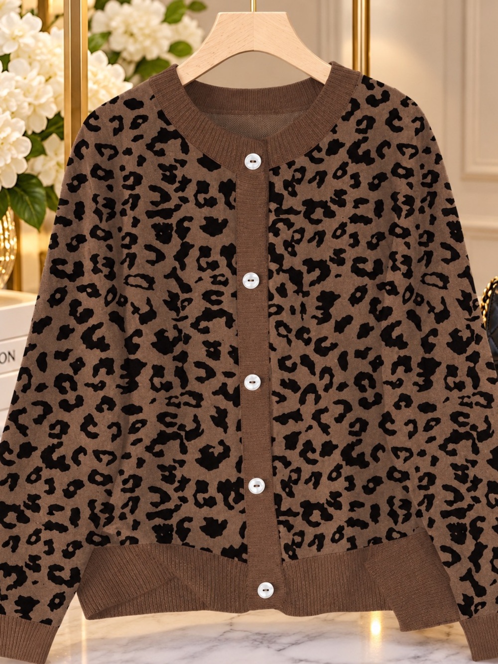Woman’s animal print cardigan